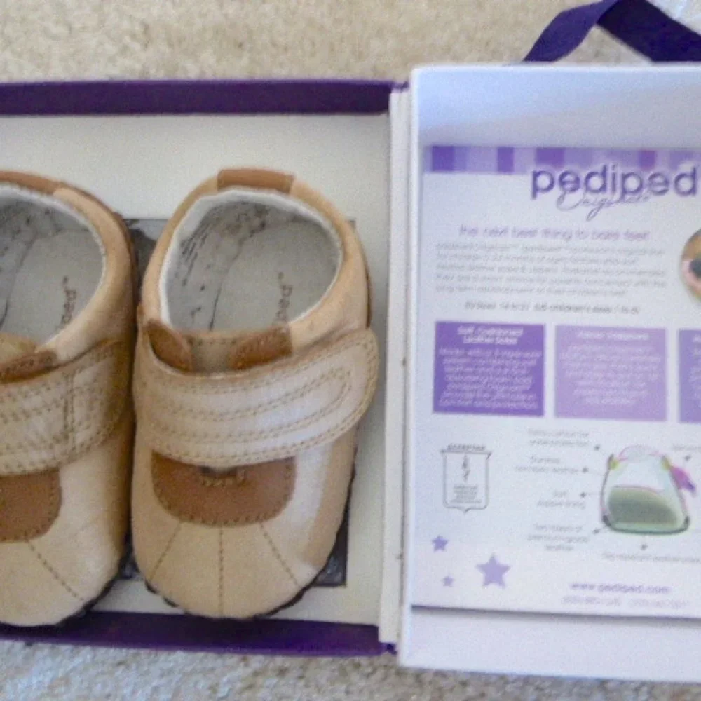 Pediped Cooper 6-12 months infant leather mocs shoes tan brown NWT